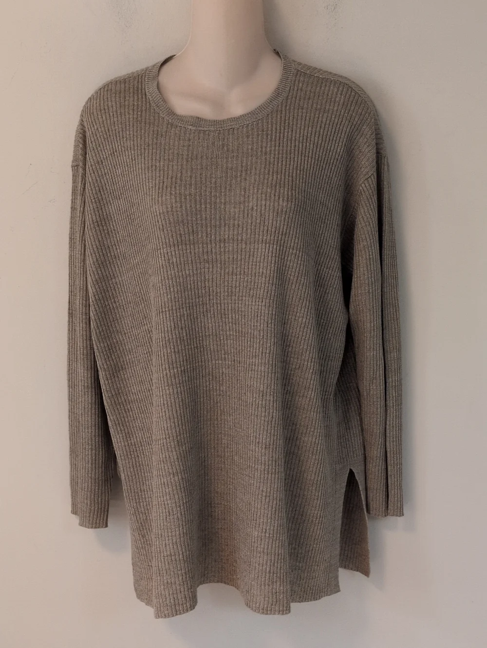 Eileen Fisher Organic Linen Longline Crew Neck Sweater XS